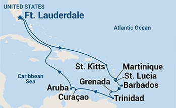 14-Day Circle Caribbean Itinerary Map