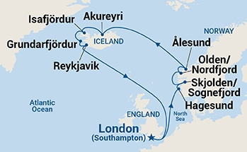 14-Day Iceland & Norway Itinerary Map