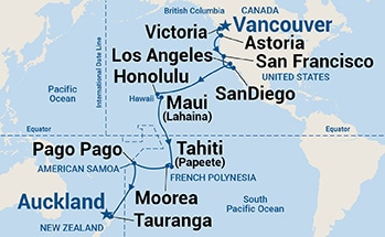 30-Day Hawaii, Tahiti & South Pacific Crossing Itinerary Map