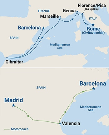 13-Day Highlights of Spain - Tour 2A Itinerary Map